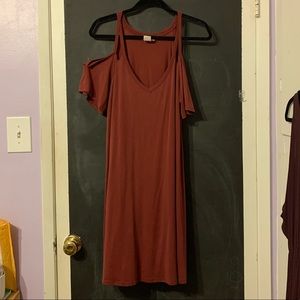 Maroon Cold-Shoulder Dress